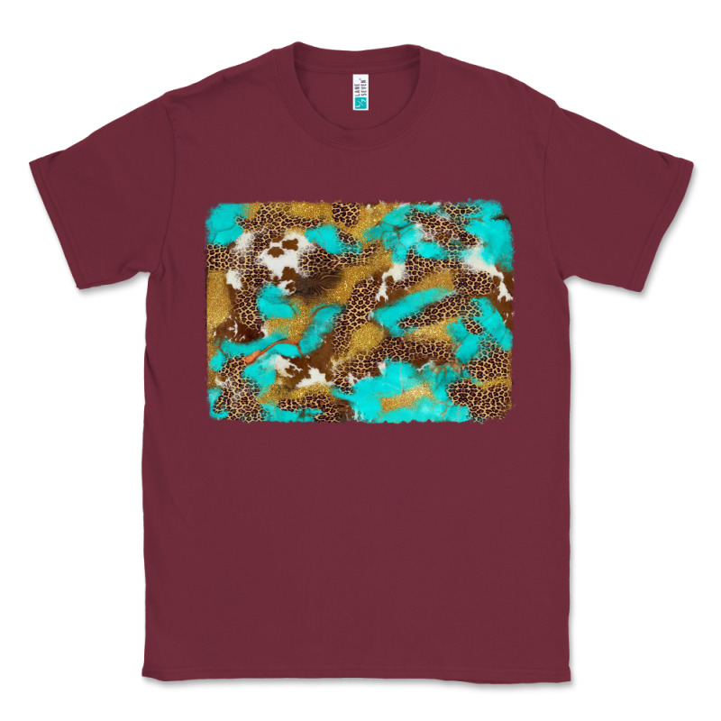 Western Turquoise Leopard And Cowhide Background Classic Tee by Artiststas | Teevron