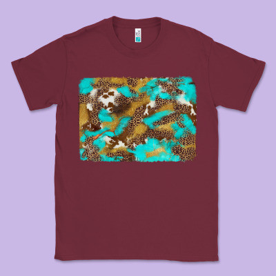 Western Turquoise Leopard And Cowhide Background Classic Tee Designed By Artiststas
