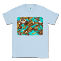 Dusty Blue western turquoise leopard and cowhide background Classic Tee - Artiststas