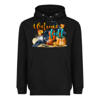 Black Welcome Fall With Crow Heavyweight Hoodie - LillyAllenDesigns