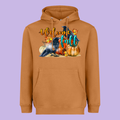 Welcome Fall With Crow Heavyweight Hoodie Designed By Lillyallendesigns