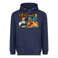 Navy Welcome Fall With Crow Heavyweight Hoodie - LillyAllenDesigns