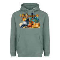 Sage Welcome Fall With Crow Heavyweight Hoodie - LillyAllenDesigns