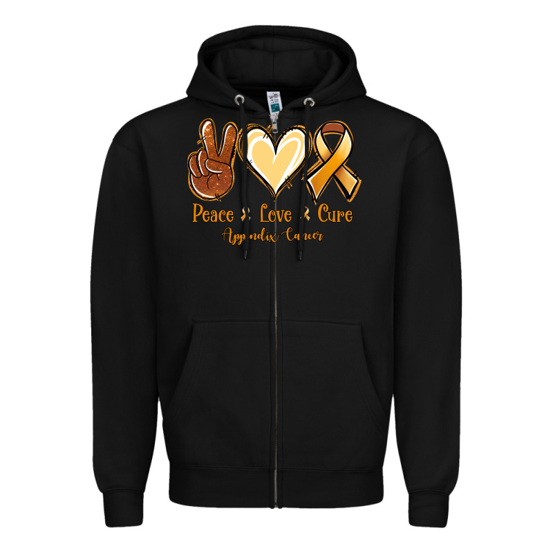 Peace Love Cure Appendix Cancer Zipper Hoodie by NancyCooperArtShop | Teevron