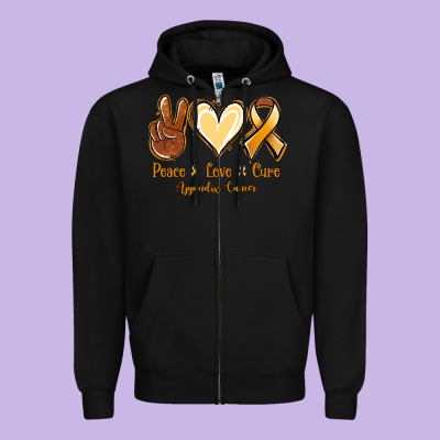 Peace Love Cure Appendix Cancer Zipper Hoodie Designed By Nancycooperartshop