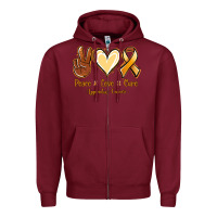 Burgundy Peace love cure Appendix Cancer Zipper Hoodie - NancyCooperArtShop