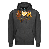 Charcoal Heather Peace love cure Appendix Cancer Zipper Hoodie - NancyCooperArtShop