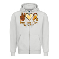 Dove Grey Peace love cure Appendix Cancer Zipper Hoodie - NancyCooperArtShop