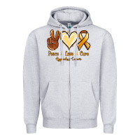 Heather Grey Peace love cure Appendix Cancer Zipper Hoodie - NancyCooperArtShop