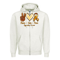 Oatmeal Heather Peace love cure Appendix Cancer Zipper Hoodie - NancyCooperArtShop