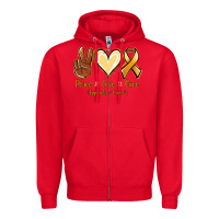 Red Peace love cure Appendix Cancer Zipper Hoodie - NancyCooperArtShop