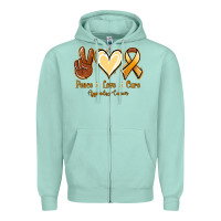 Seafoam Peace love cure Appendix Cancer Zipper Hoodie - NancyCooperArtShop