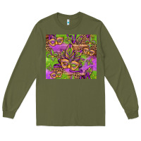 Army Green mardi gras carnival masks and fleur de lis Long Sleeve Tee - Jasminsmagicworld