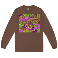 Chestnut mardi gras carnival masks and fleur de lis Long Sleeve Tee - Jasminsmagicworld
