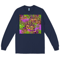 Navy mardi gras carnival masks and fleur de lis Long Sleeve Tee - Jasminsmagicworld