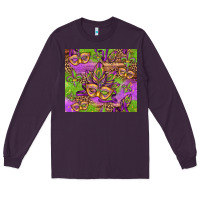 Plum mardi gras carnival masks and fleur de lis Long Sleeve Tee - Jasminsmagicworld