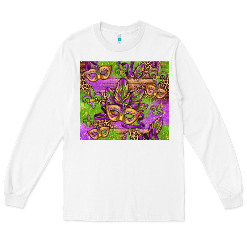 Mardi Gras Carnival Masks And Fleur De Lis Long Sleeve Tee by Jasminsmagicworld | Teevron
