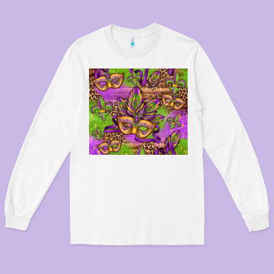 Mardi Gras Carnival Masks And Fleur De Lis Long Sleeve Tee Designed By Jasminsmagicworld