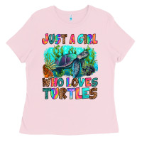 Bubblegum Pink just a girl who loves turtles Ladies Tee - RanaPortraitStore