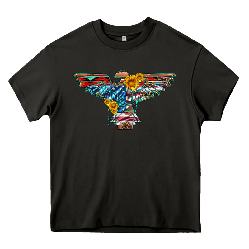 Thunderbird With Usa Flag And Sunflowers Heavy Core Tee by Artiststas | Teevron