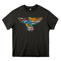 Asphalt thunderbird with usa flag and sunflowers Heavy Core Tee - Artiststas