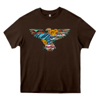 Chocolate Brown thunderbird with usa flag and sunflowers Heavy Core Tee - Artiststas