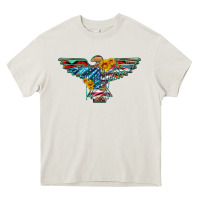 Cream thunderbird with usa flag and sunflowers Heavy Core Tee - Artiststas