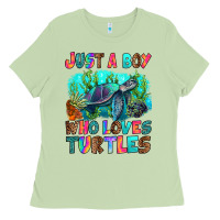 Matcha just a boy who loves turtles Ladies Tee - RanaPortraitStore