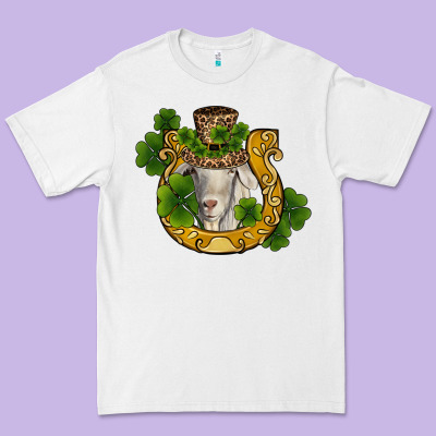 St Patricks Day Goat Horseshoe Shamrock Premium Tee Designed By Ranaportraitstore