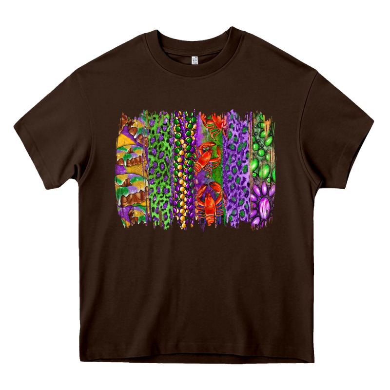 Mardi Gras Brush Strokes King Cake And Craw Fish Heavy Core Tee by RanaPortraitStore | Teevron