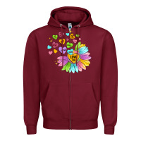 Burgundy sunflower love hugs Zipper Hoodie - MaliasSmallBusiness