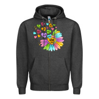 Charcoal Heather sunflower love hugs Zipper Hoodie - MaliasSmallBusiness
