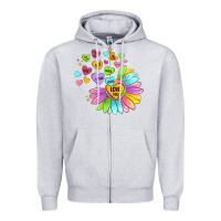 Heather Grey sunflower love hugs Zipper Hoodie - MaliasSmallBusiness