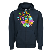 Navy sunflower love hugs Zipper Hoodie - MaliasSmallBusiness
