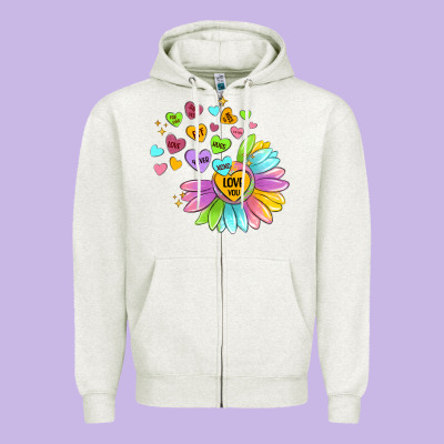 Sunflower Love Hugs Zipper Hoodie Designed By Maliassmallbusiness
