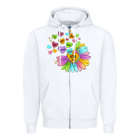 White sunflower love hugs Zipper Hoodie - MaliasSmallBusiness