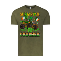 Vintage Olive shamrocks crusher monster truck with shamrocks Vintage Tee - AdoDesignShop