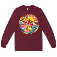 Burgundy Here comes the sun Long Sleeve Tee - NancyCooperArtShop