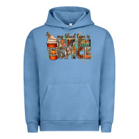 Pigment Pebble Blue my blood type is pumpkin spice Urban Hoodie - CowGirlArtShop