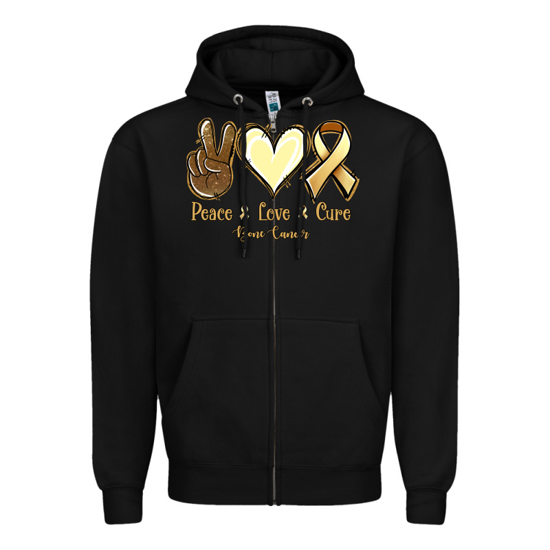 Peace Love Cure Bone Cancer Zipper Hoodie by NancyCooperArtShop | Teevron