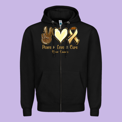 Peace Love Cure Bone Cancer Zipper Hoodie Designed By Nancycooperartshop