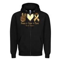 Black Peace love cure Bone Cancer Zipper Hoodie - NancyCooperArtShop