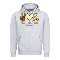 Heather Grey Peace love cure Bone Cancer Zipper Hoodie - NancyCooperArtShop