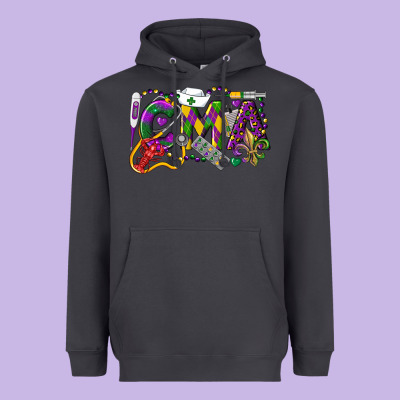 Cma Certified Medical Assistant Mardi Gras Heavyweight Hoodie Designed By Lillyallendesigns