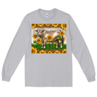 Moon Dust Western Charolais Bull With Sunflowers Long Sleeve Tee - LillyAllenDesigns