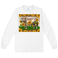 White Western Charolais Bull With Sunflowers Long Sleeve Tee - LillyAllenDesigns