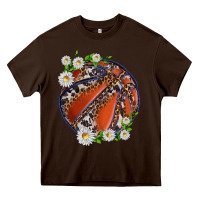 Chocolate Brown basketball with patterns and daisies Heavy Core Tee - texasbilliewilder