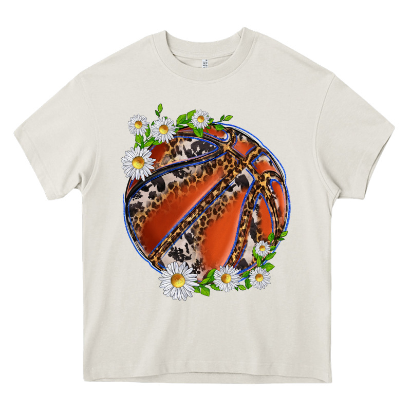 Basketball With Patterns And Daisies Heavy Core Tee by texasbilliewilder | Teevron