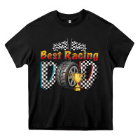 Black best racing dad Heavy Core Tee - texasbilliewilder