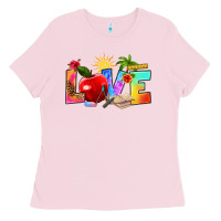 Bubblegum Pink love teacher summer Ladies Tee - RanaPortraitStore